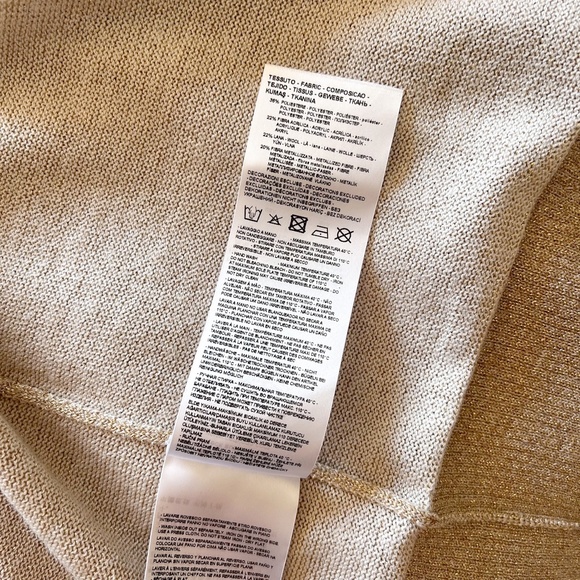 $160 Armani Exchange Gold Metallic Maxi Knit Open Cardigan Duster Merino Blend M - Picture 13 of 14